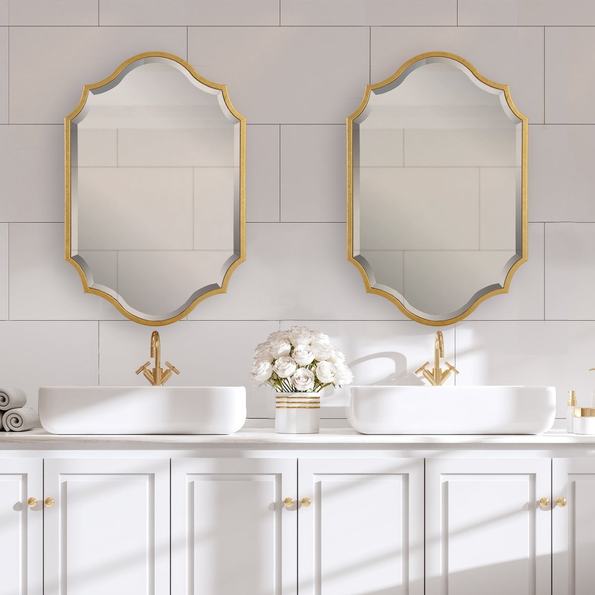 Rich Gold Leaf Curved and Arched Metal Frame Mirror - Uttermost - Arched Mirrors by Modest Hut