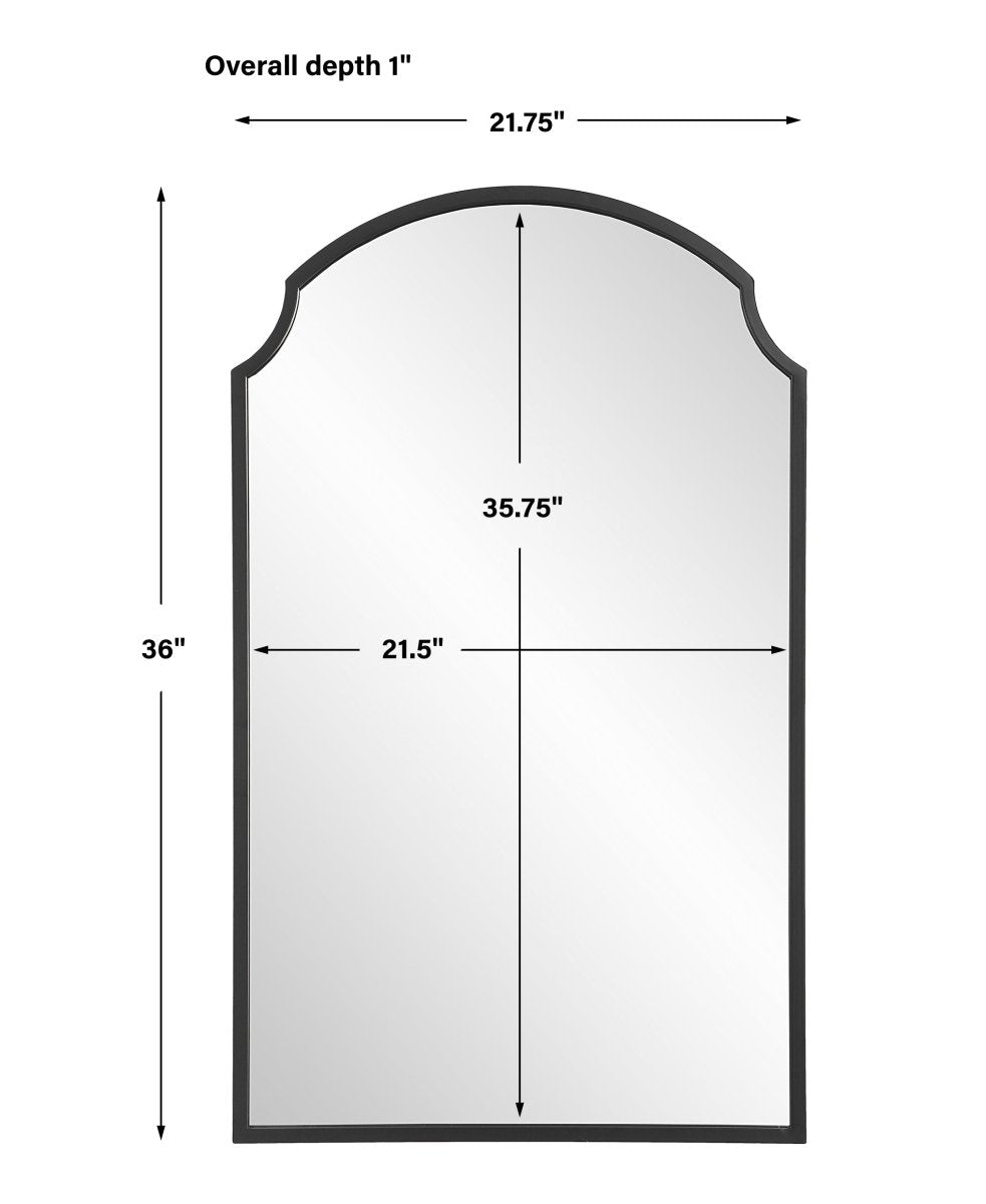 Satin Black Scalloped Corner Arch Top Mirror - Uttermost - Arched Mirrors by Modest Hut