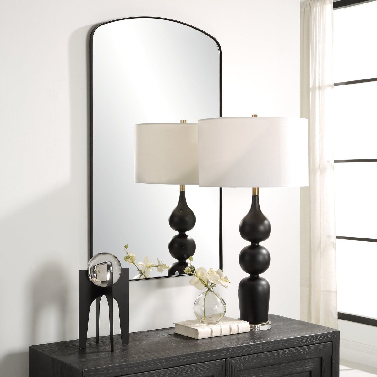 Tordera Black Arch Mirror - Uttermost - Arched Mirrors by Modest Hut