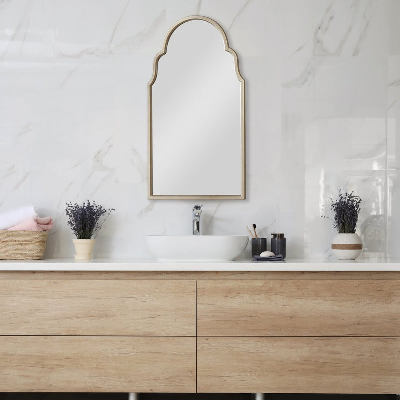 Warm Silver Shaped Arch Top Mirror - Uttermost - Arched Mirrors by Modest Hut