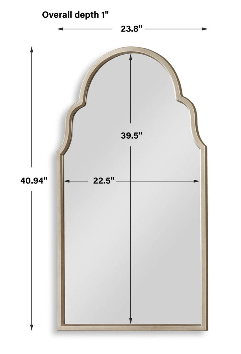 Warm Silver Shaped Arch Top Mirror - Uttermost - Arched Mirrors by Modest Hut