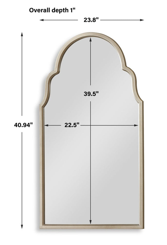 Warm Silver Shaped Arch Top Mirror - Uttermost - Arched Mirrors by Modest Hut
