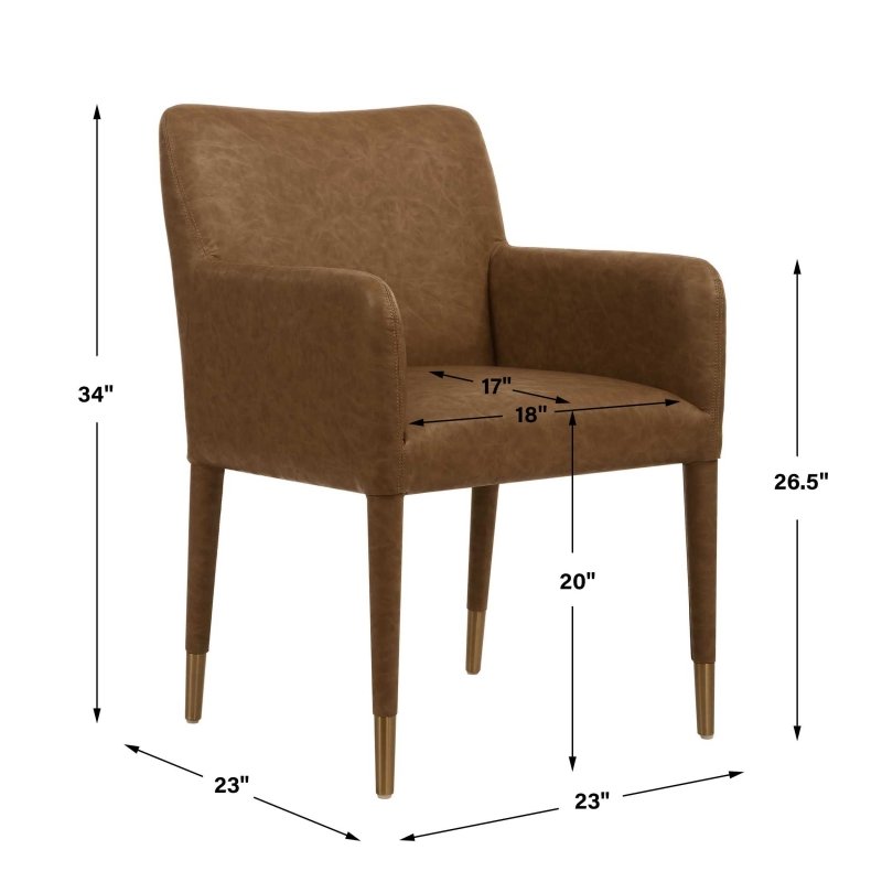 Conifer Camel Dining Armchair by Uttermost dimensions diagram