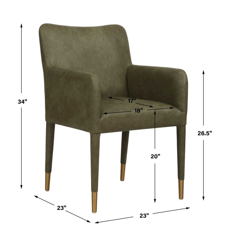 Conifer Pine Dining Armchair by Uttermost dimensions diagram