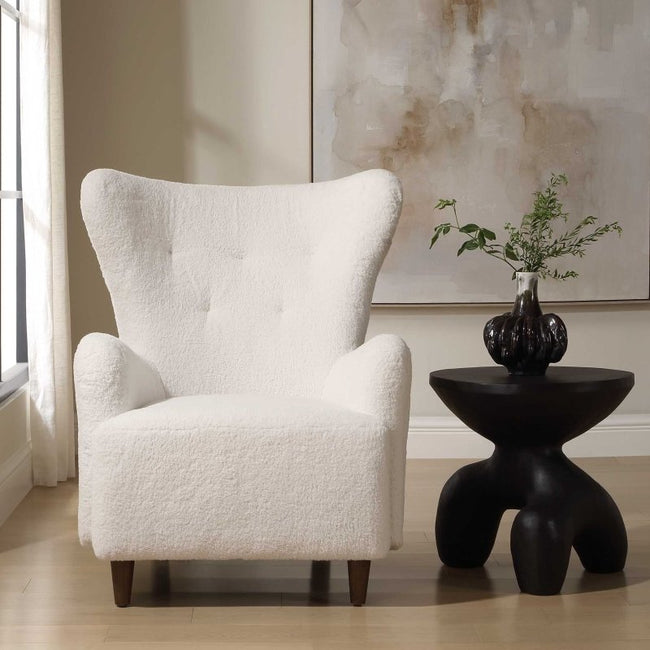 Ingel White Wingback Armchair - Chairs