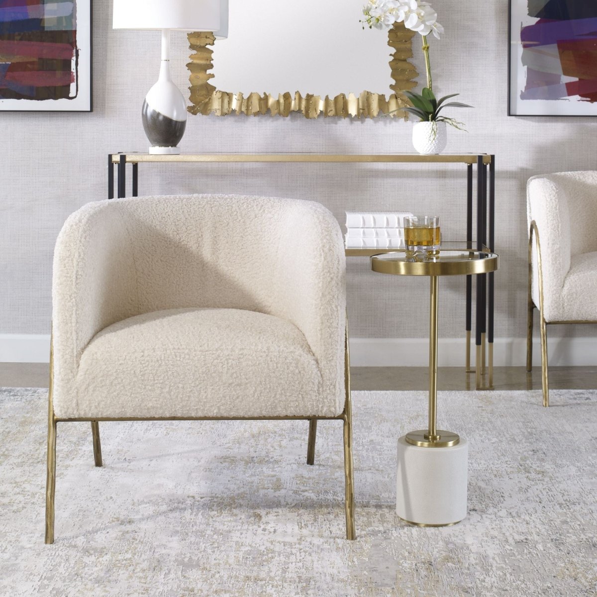 Jacobsen Gold Barrel Chair - Uttermost - Armchairs by Modest Hut