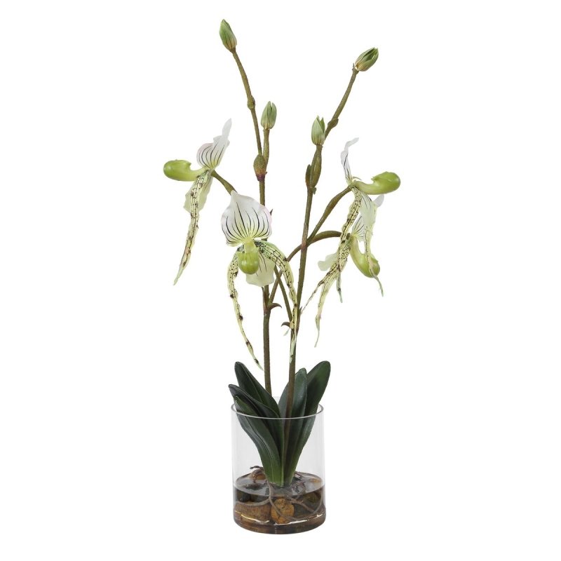 Lady Slipper White Orchid Arrangement by Uttermost