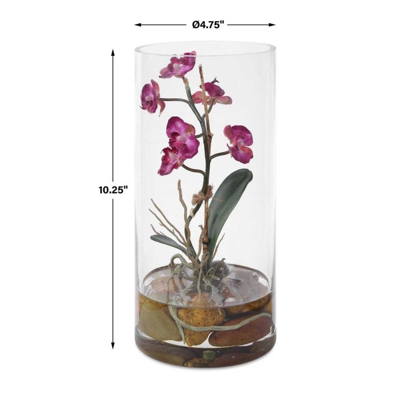 Dimension guide for the Mariposa Orchid Fuchsia artificial plant