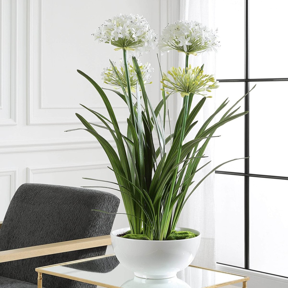 Purity Agapanthus Centerpiece - Uttermost - Artificial Flora by Modest Hut