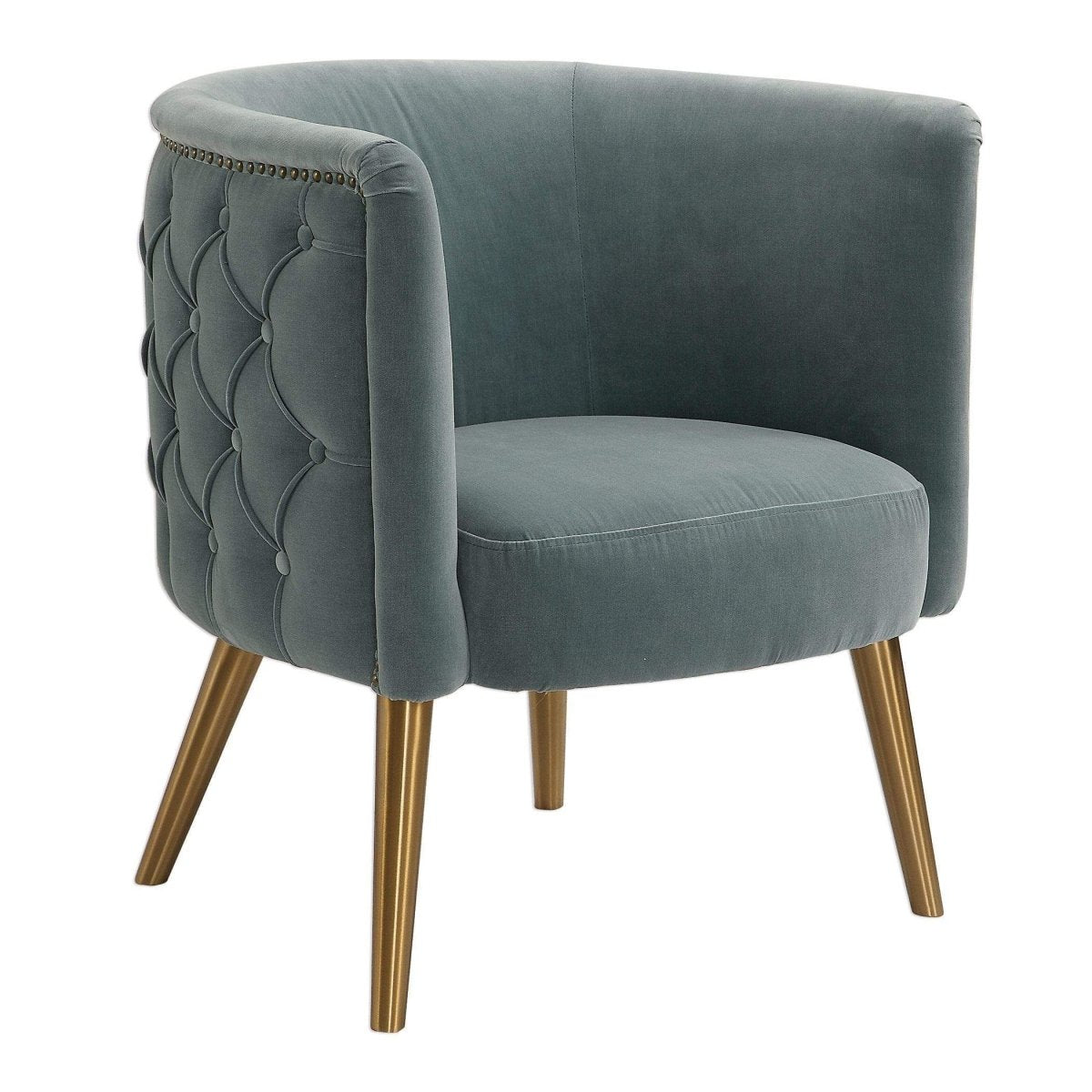 Luxurious Slate Blue Barrel Chair - Uttermost - Barrel Chairs by Modest Hut