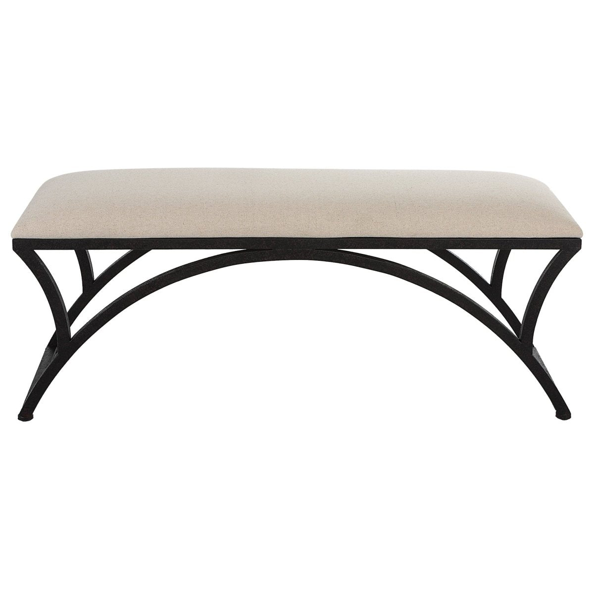 Arched Frame Rustic Black Iron Bench - Uttermost - Benches by Modest Hut