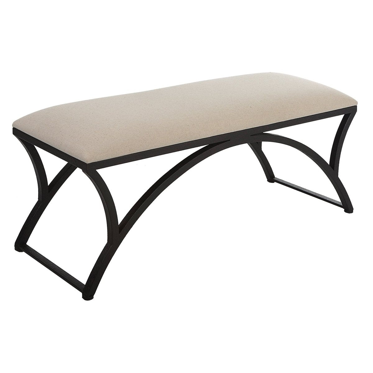 Arched Frame Rustic Black Iron Bench - Uttermost - Benches by Modest Hut