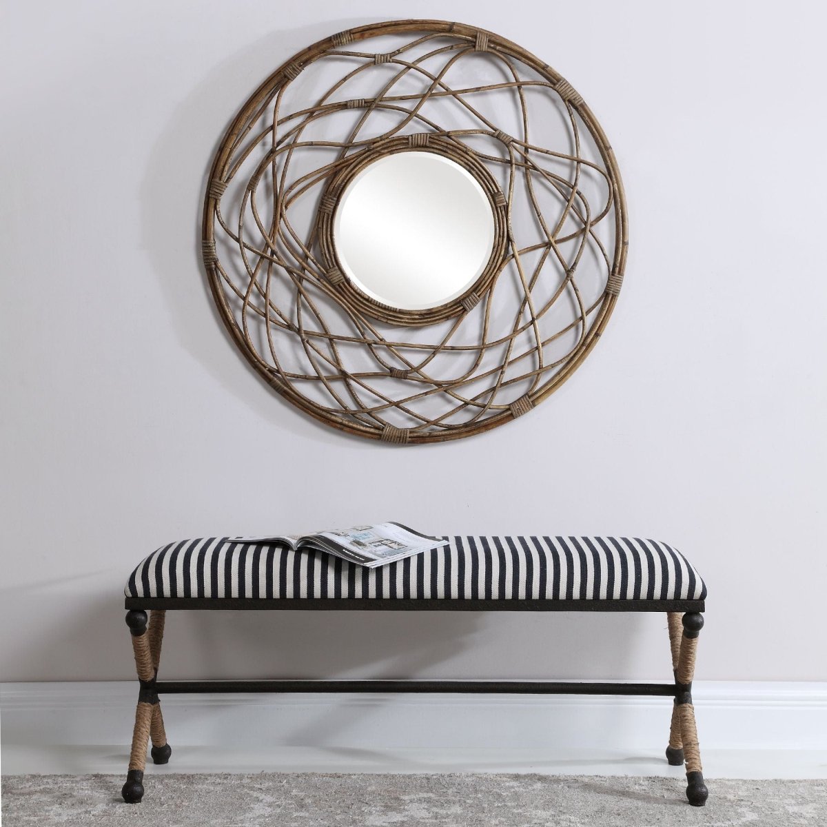 Braddock Striped Coastal Bench - Uttermost - Benches by Modest Hut