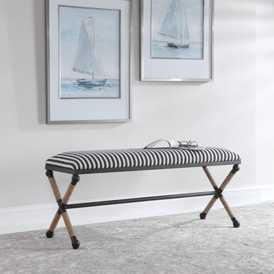 Braddock Striped Coastal Bench - Uttermost - Benches by Modest Hut