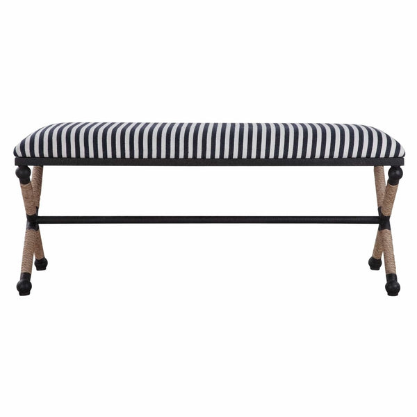 Braddock Striped Coastal Bench - Uttermost - Benches by Modest Hut