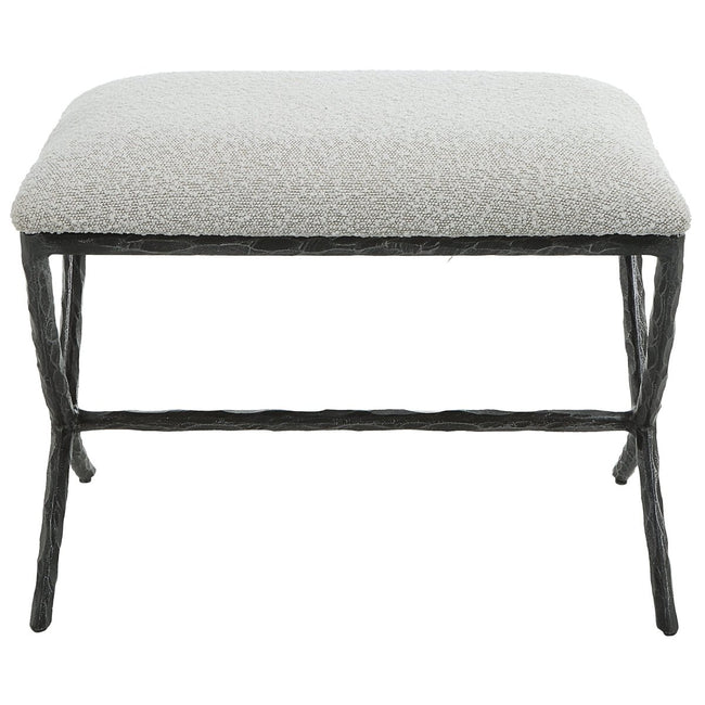 Brisby Gray Fabric Small Bench - Uttermost - Benches by Modest Hut