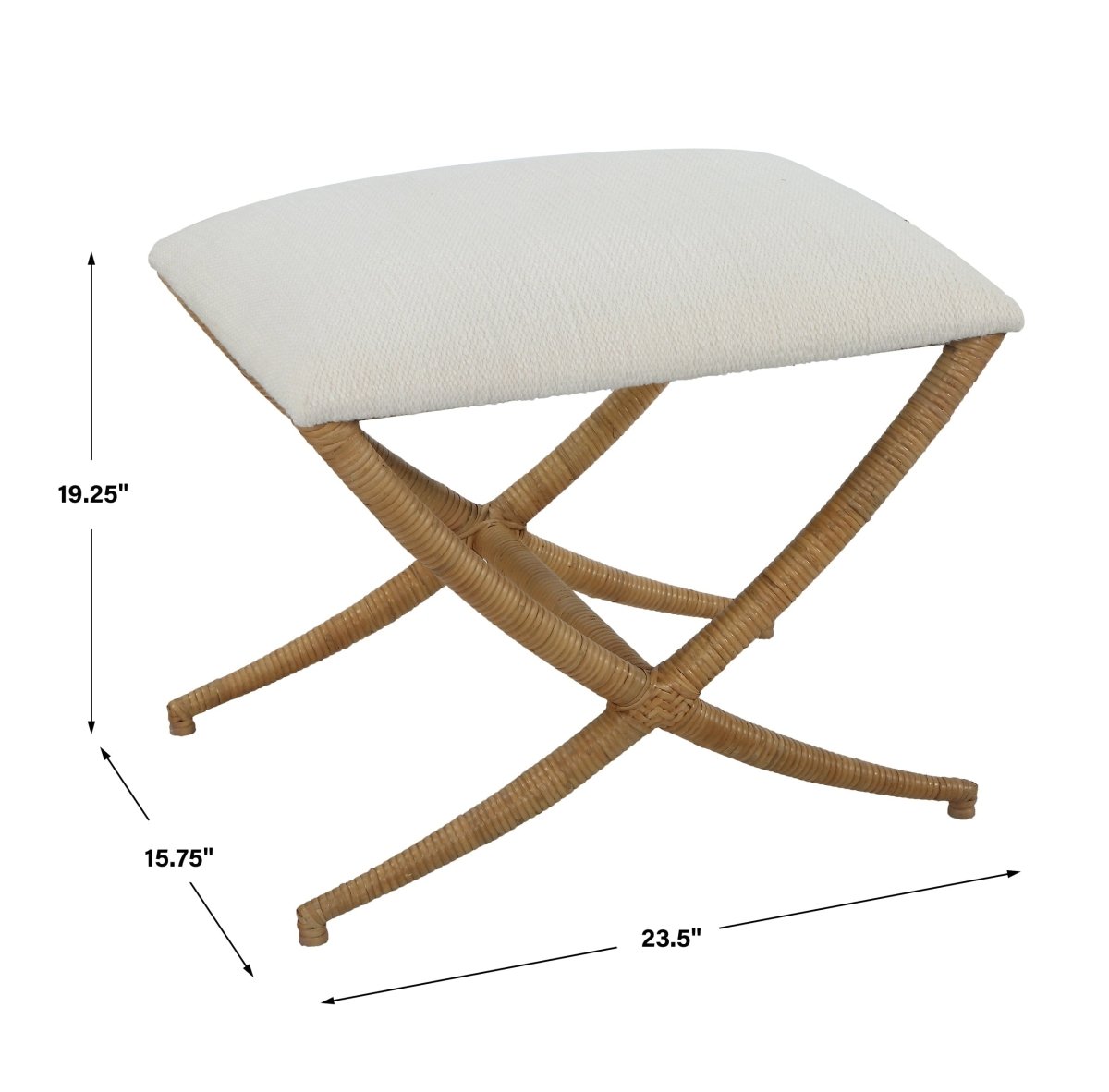 Expedition White Fabric Small Bench - Uttermost - Benches by Modest Hut