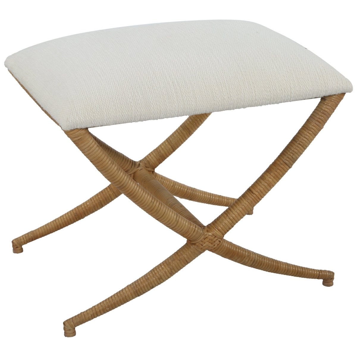 Expedition White Fabric Small Bench - Uttermost - Benches by Modest Hut