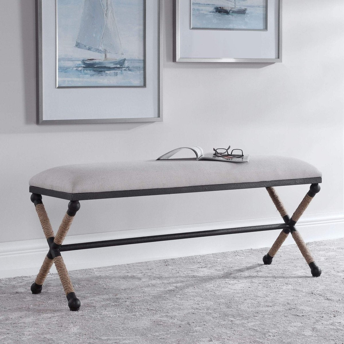 Firth Long White Bench - Uttermost - Benches by Modest Hut