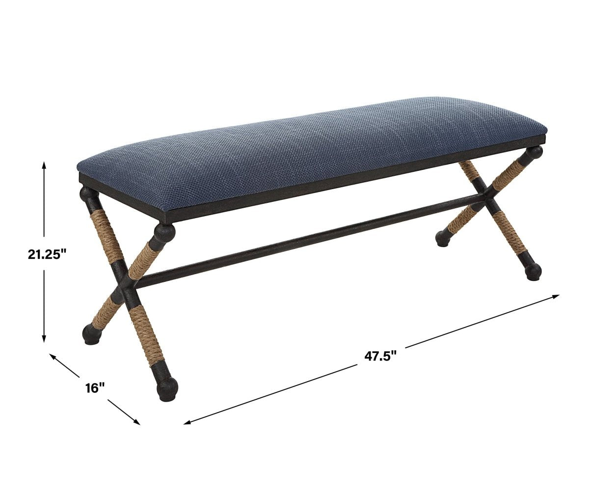 Firth Rustic Navy Bench - Uttermost - Benches by Modest Hut