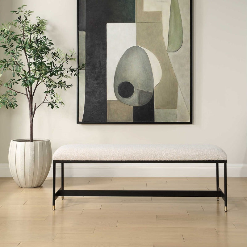 Halston Upholstered White Bench - Uttermost - Benches by Modest Hut