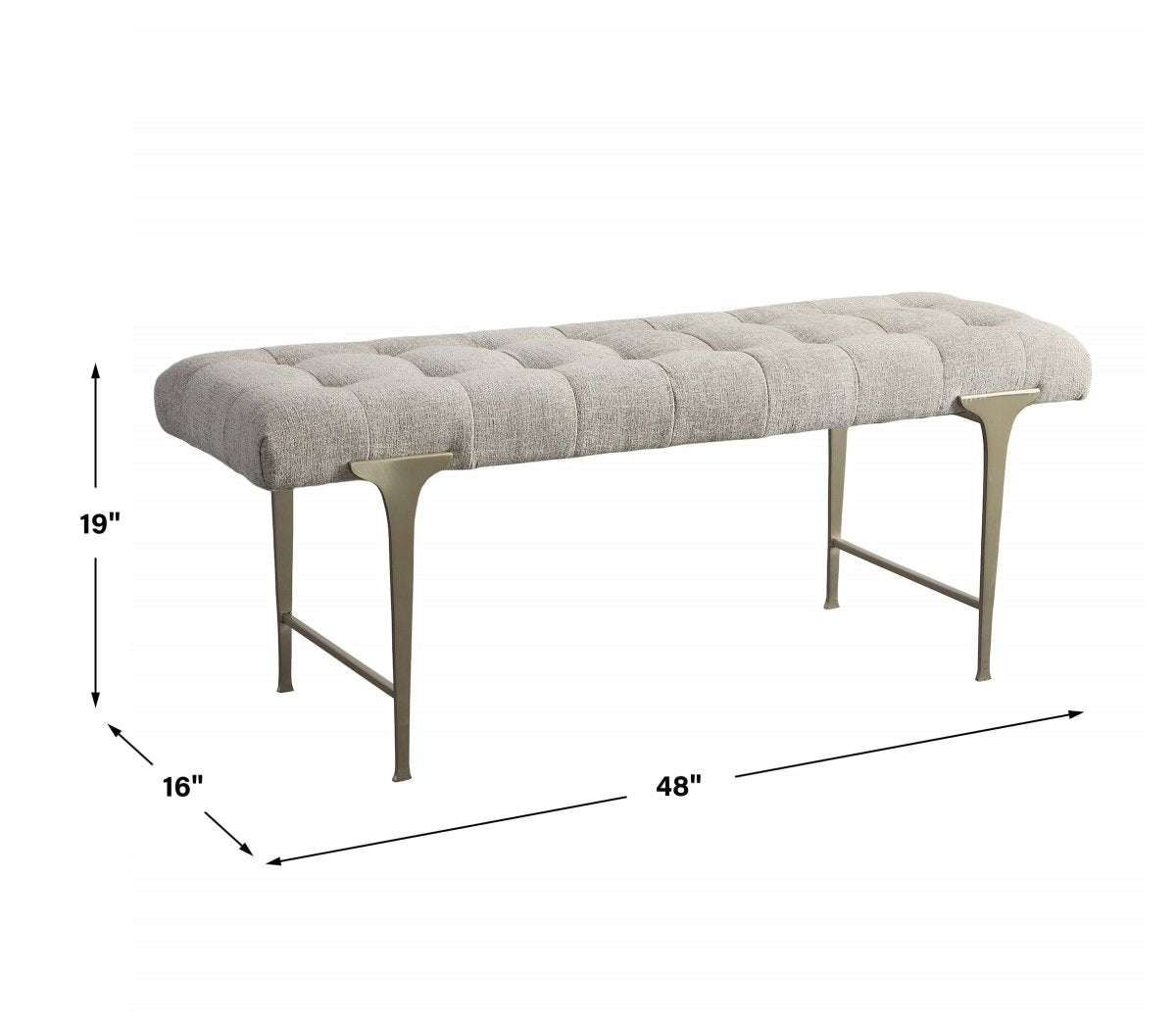 Imperial Upholstered Gray Bench - Uttermost - Benches by Modest Hut