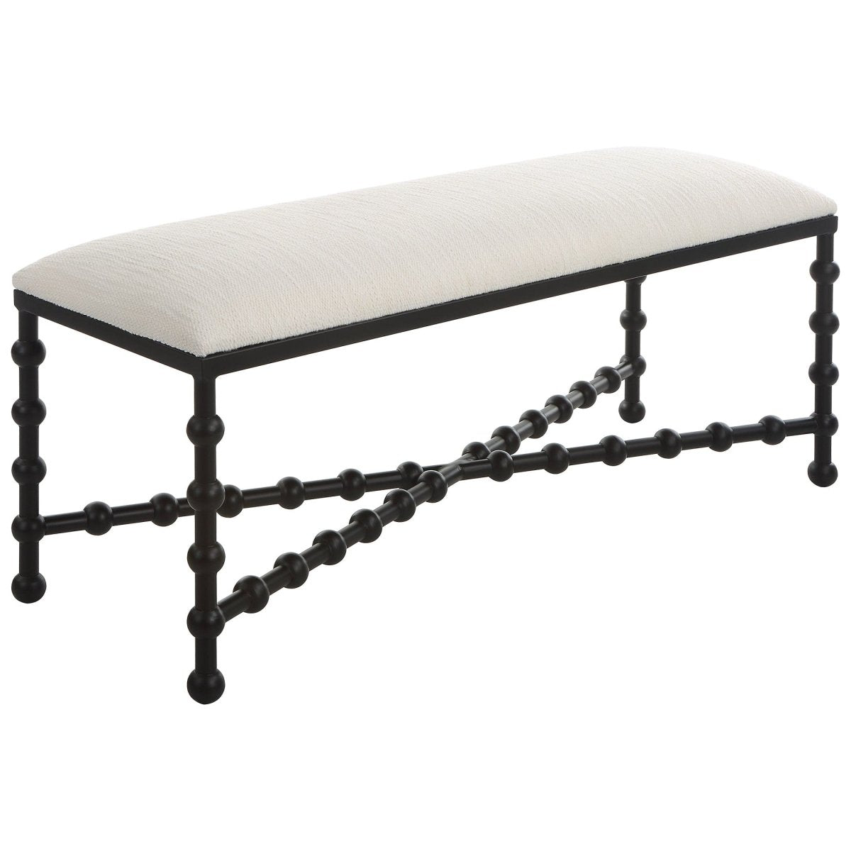 Iron Drops Cushioned Bench - Uttermost - Benches by Modest Hut