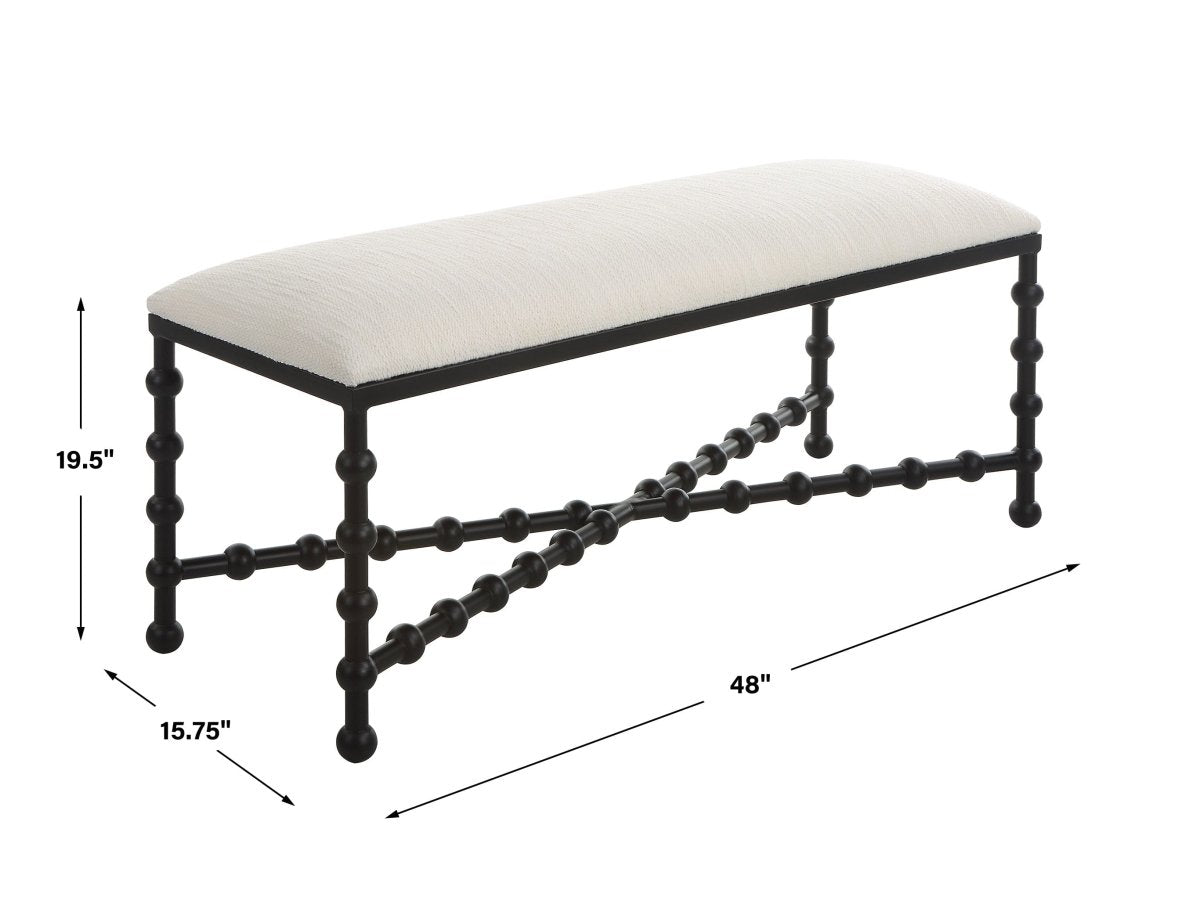 Iron Drops Cushioned Bench - Uttermost - Benches by Modest Hut