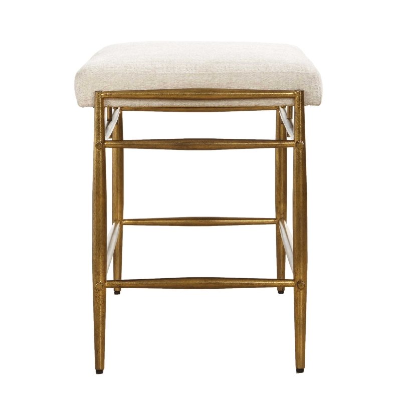 Karleen Plush White Small Brass Bench - Benches