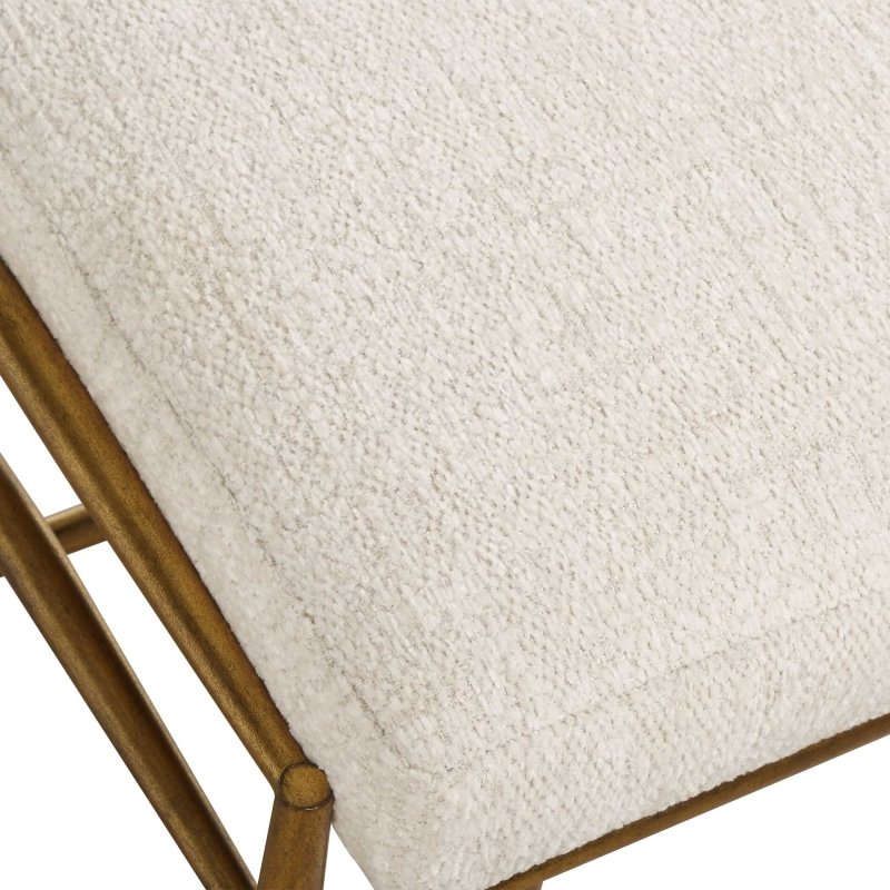 Karleen Plush White Small Brass Bench - Benches