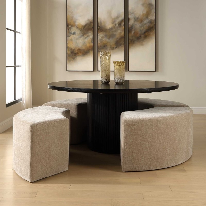 Khai Rounded Plush Dining Bench - Benches