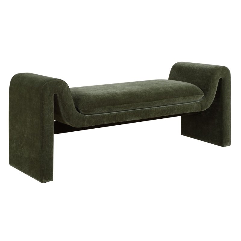 Detail view of the Manson Moss Velvet Bench finish and construction image 6