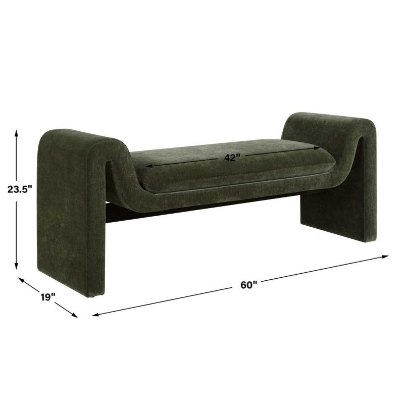 Dimension guide for the Manson Moss Velvet Bench