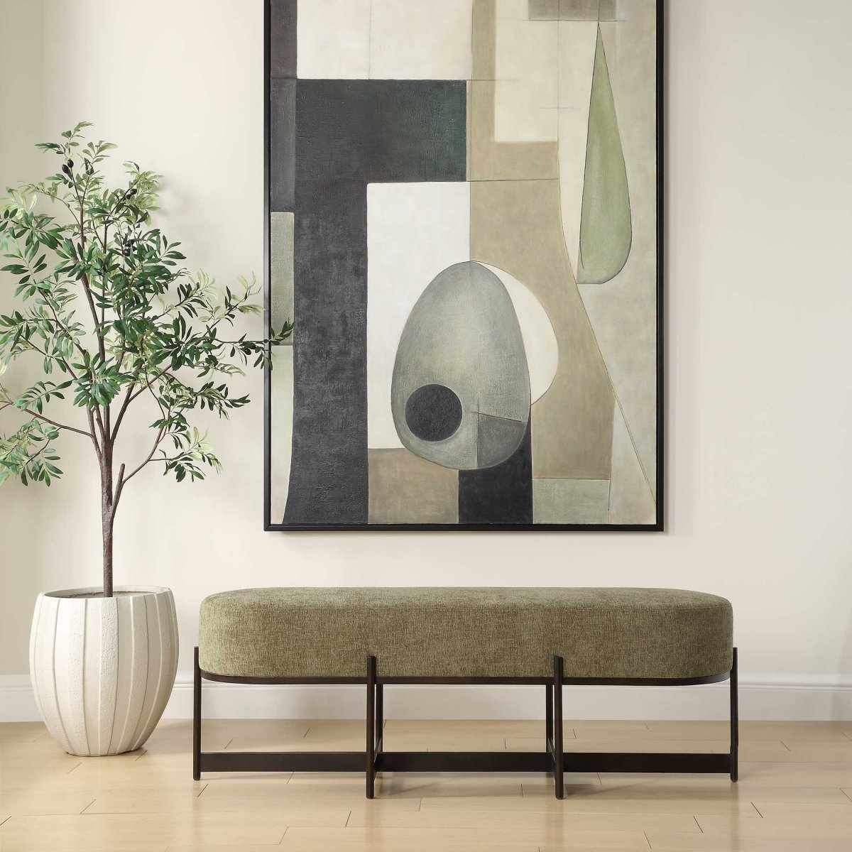 Merino Moss Fabric Bench - Uttermost - Benches by Modest Hut
