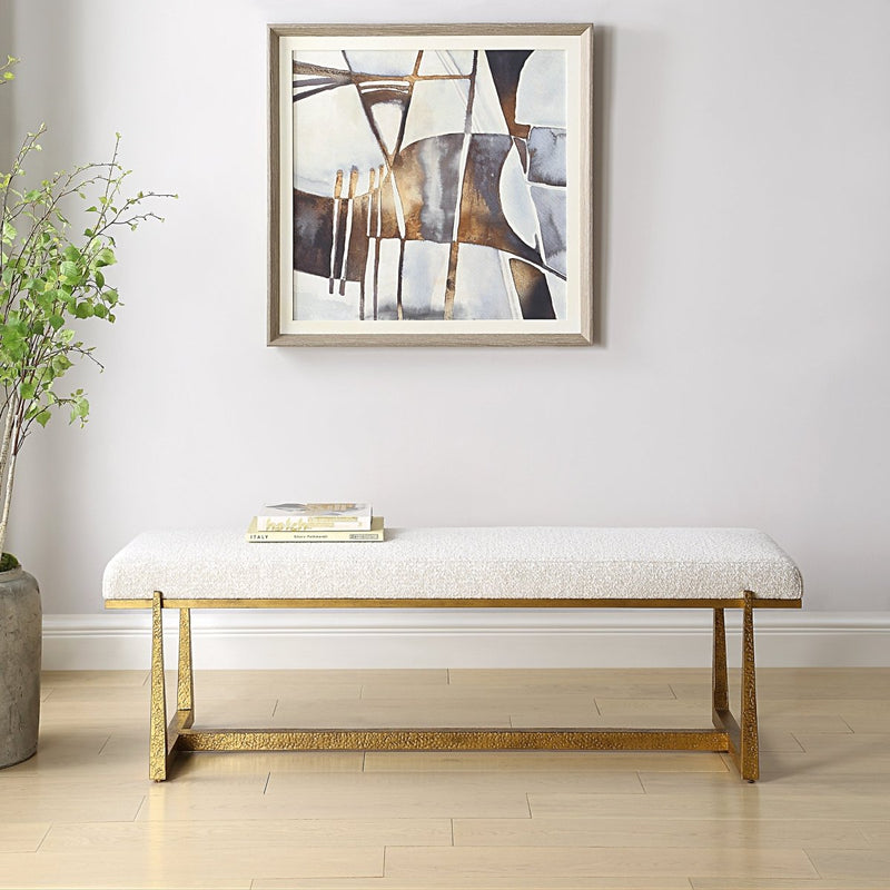 Midas Antique Gold Bench - Uttermost - Benches by Modest Hut