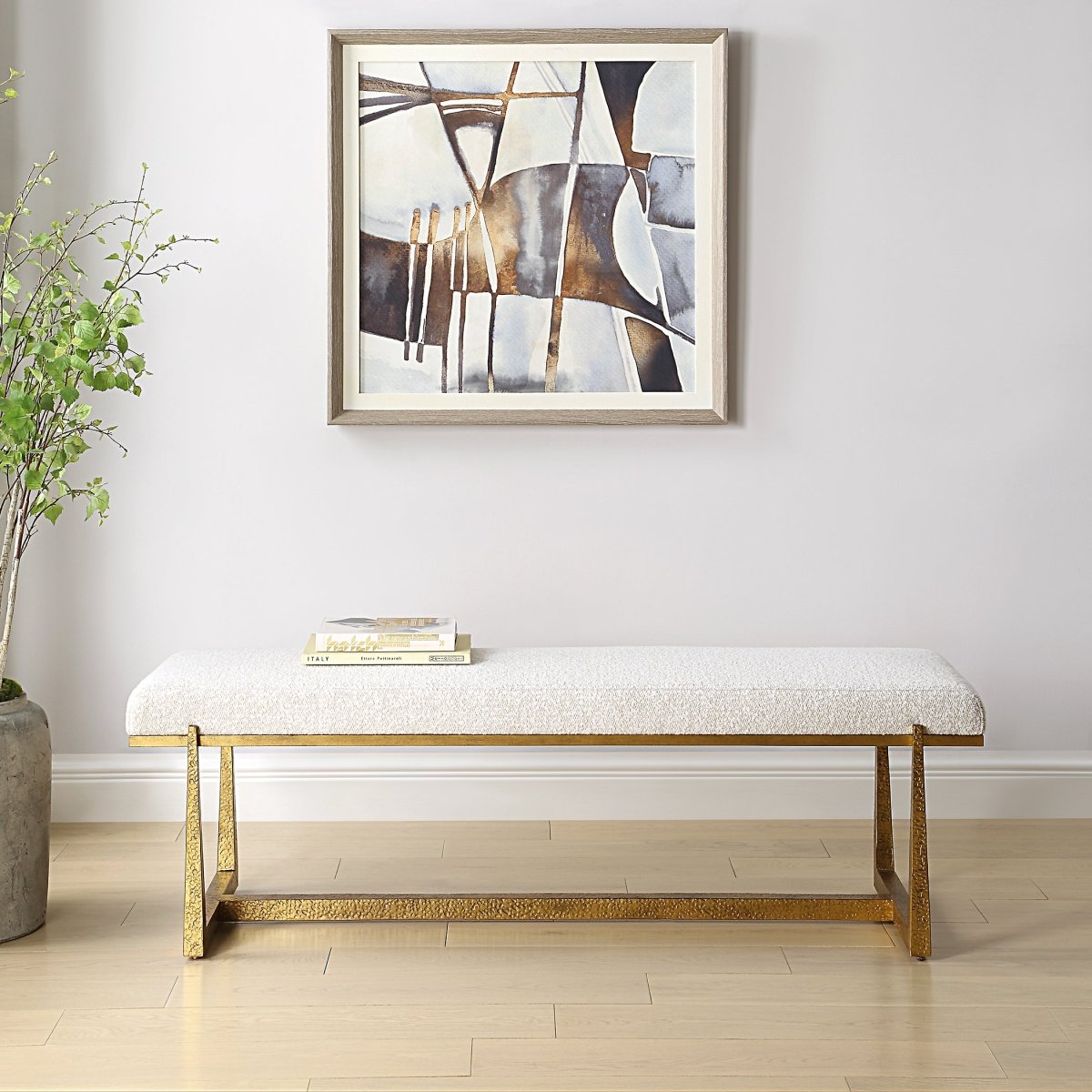 Midas Antique Gold Bench - Uttermost - Benches by Modest Hut