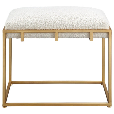Paradox Small Gold & White Shearling Bench - Uttermost - Benches by Modest Hut