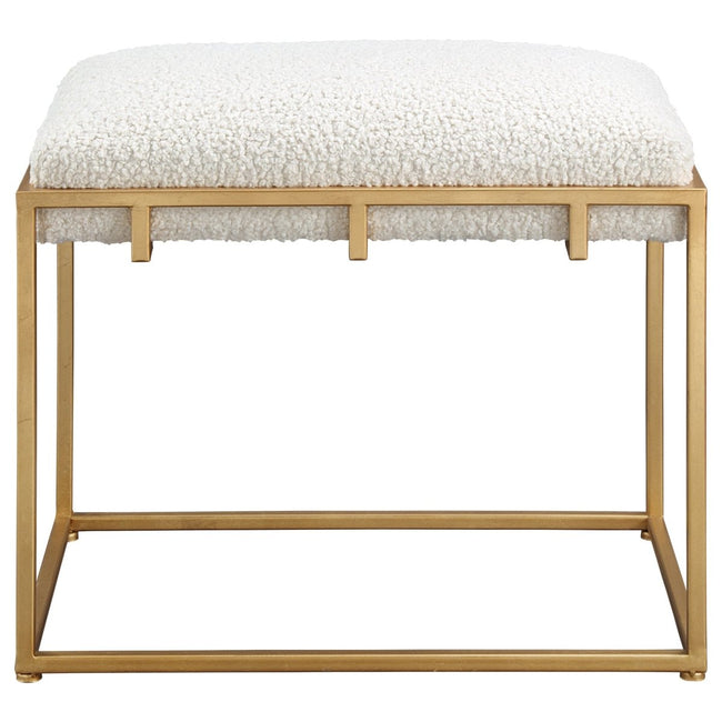 Paradox Small Gold & White Shearling Bench - Uttermost - Benches by Modest Hut