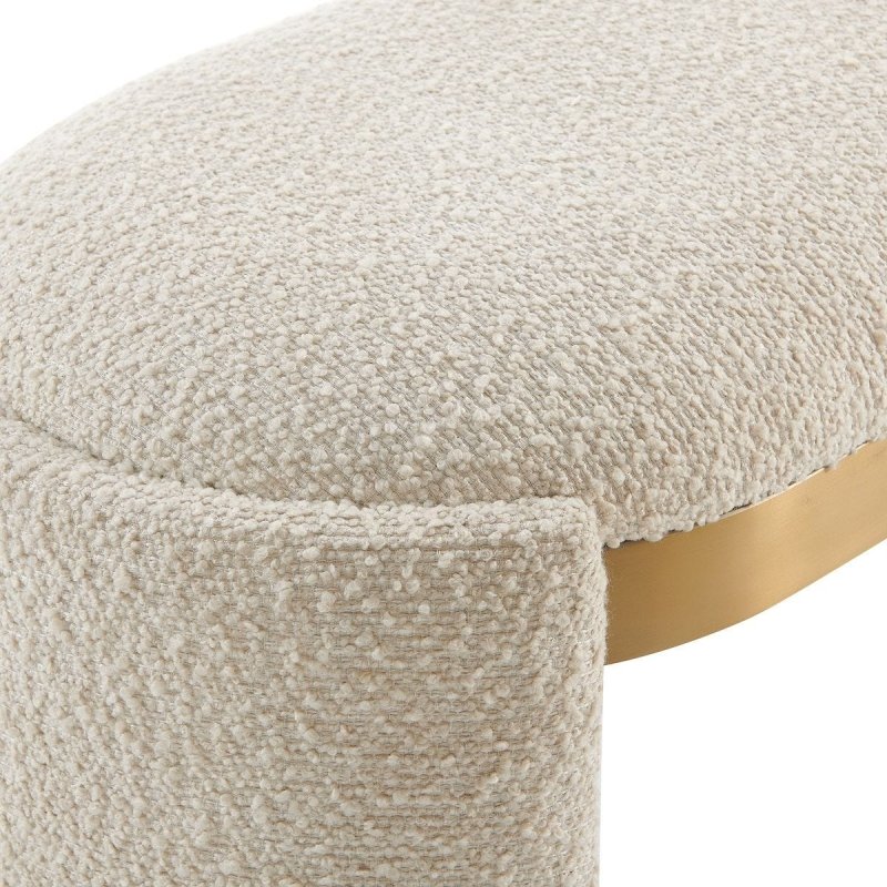 Detail view of the additional bone white finish on the Serena Bone Boucle Bench