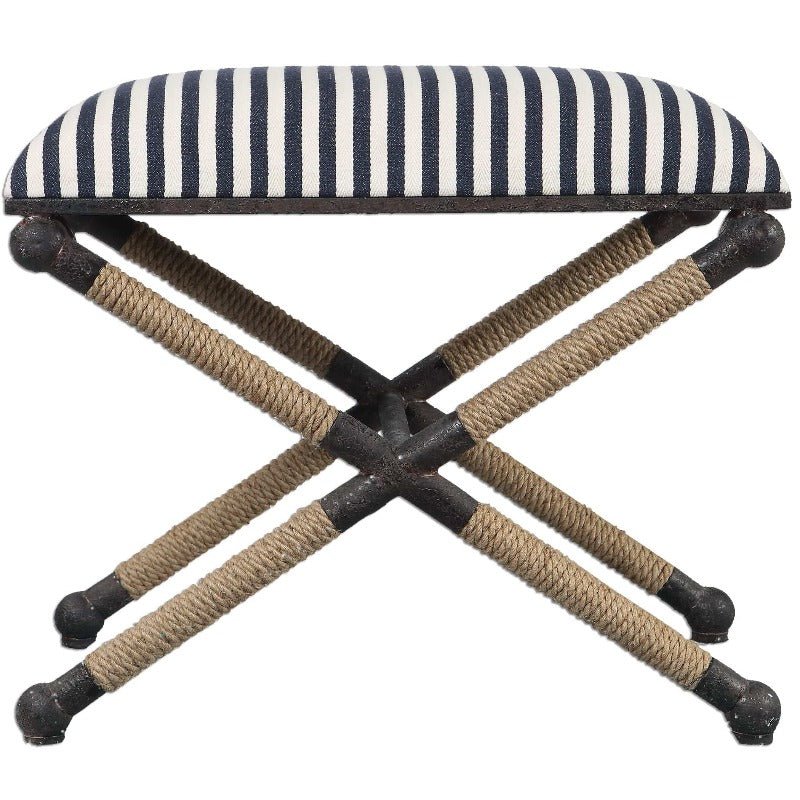 Small Braddock Striped Coastal Bench - Uttermost - Benches by Modest Hut