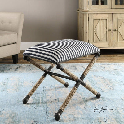 Small Braddock Striped Coastal Bench - Uttermost - Benches by Modest Hut