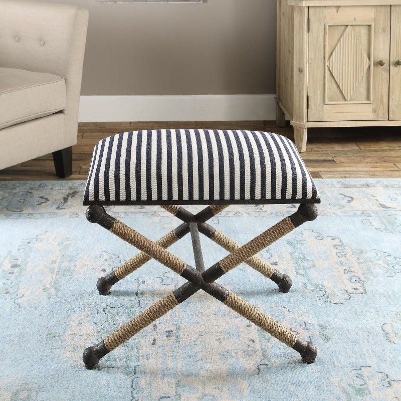 Small Braddock Striped Coastal Bench - Uttermost - Benches by Modest Hut