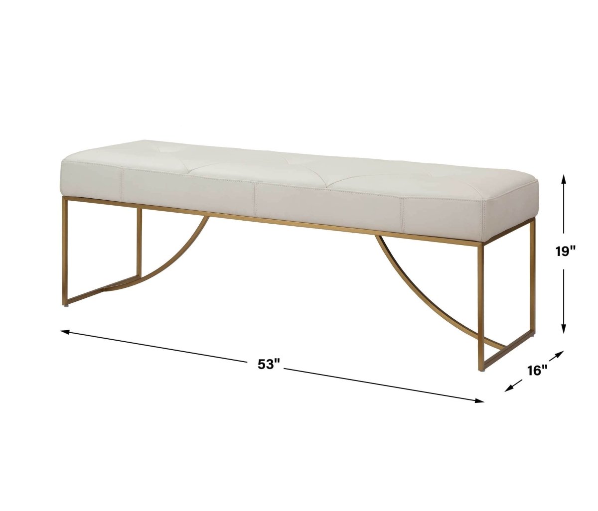 Swale Ivory Leather Bench - Uttermost - Benches by Modest Hut