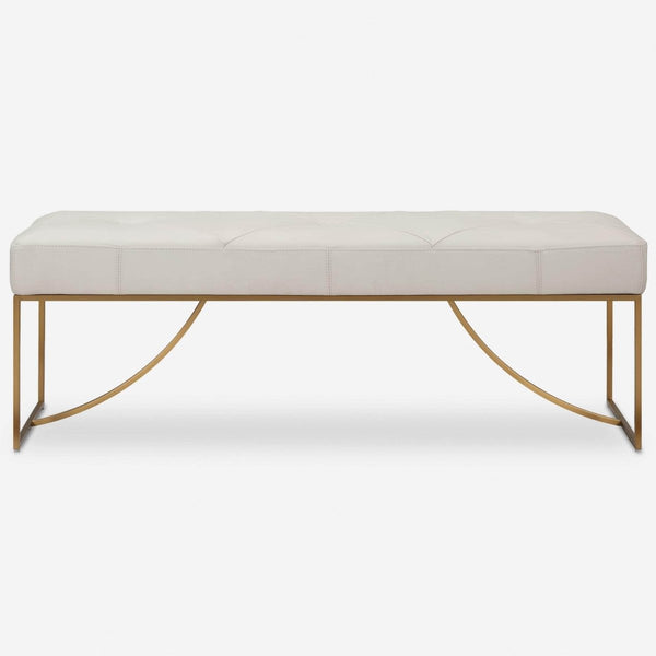Swale Ivory Leather Bench - Uttermost - Benches by Modest Hut