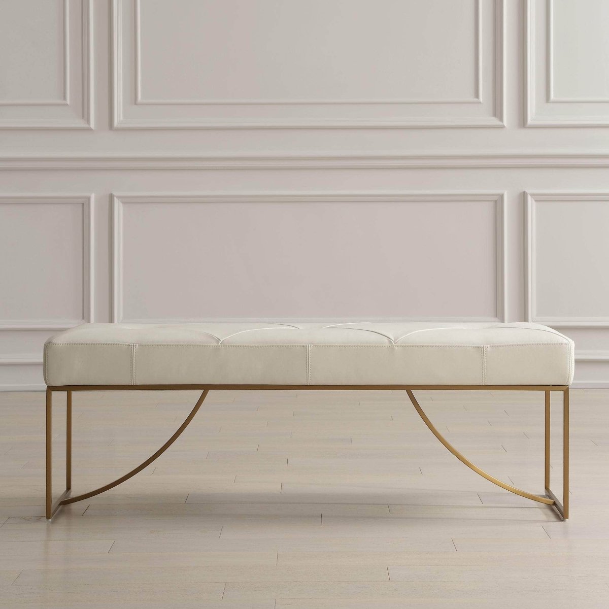 Swale Ivory Leather Bench - Uttermost - Benches by Modest Hut