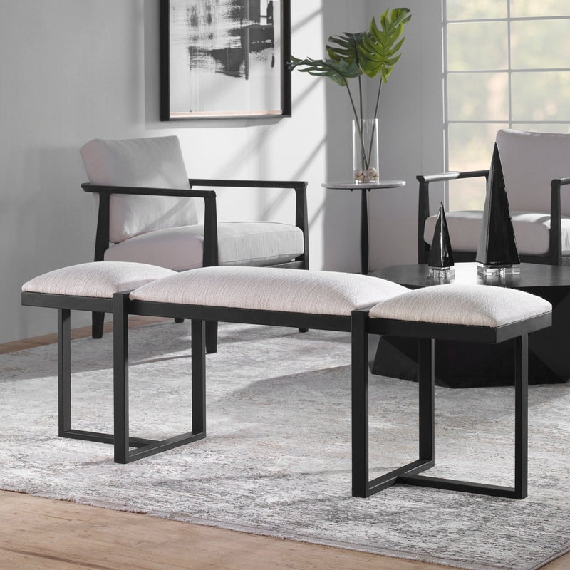 Triple Cloud Modern Upholstered Bench - Uttermost - Benches by Modest Hut