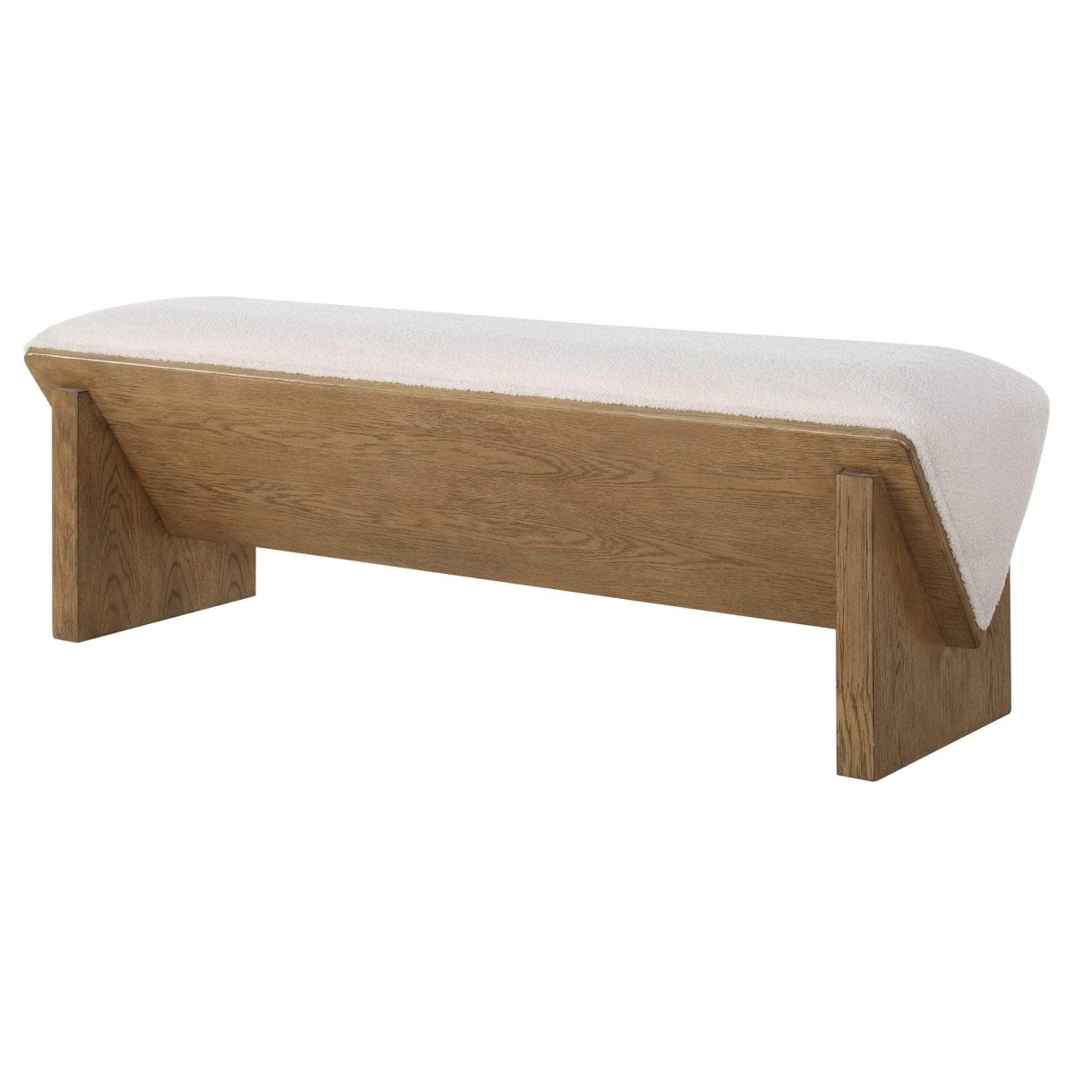 Wedged Ivory Fabric Bench - Uttermost - Benches by Modest Hut