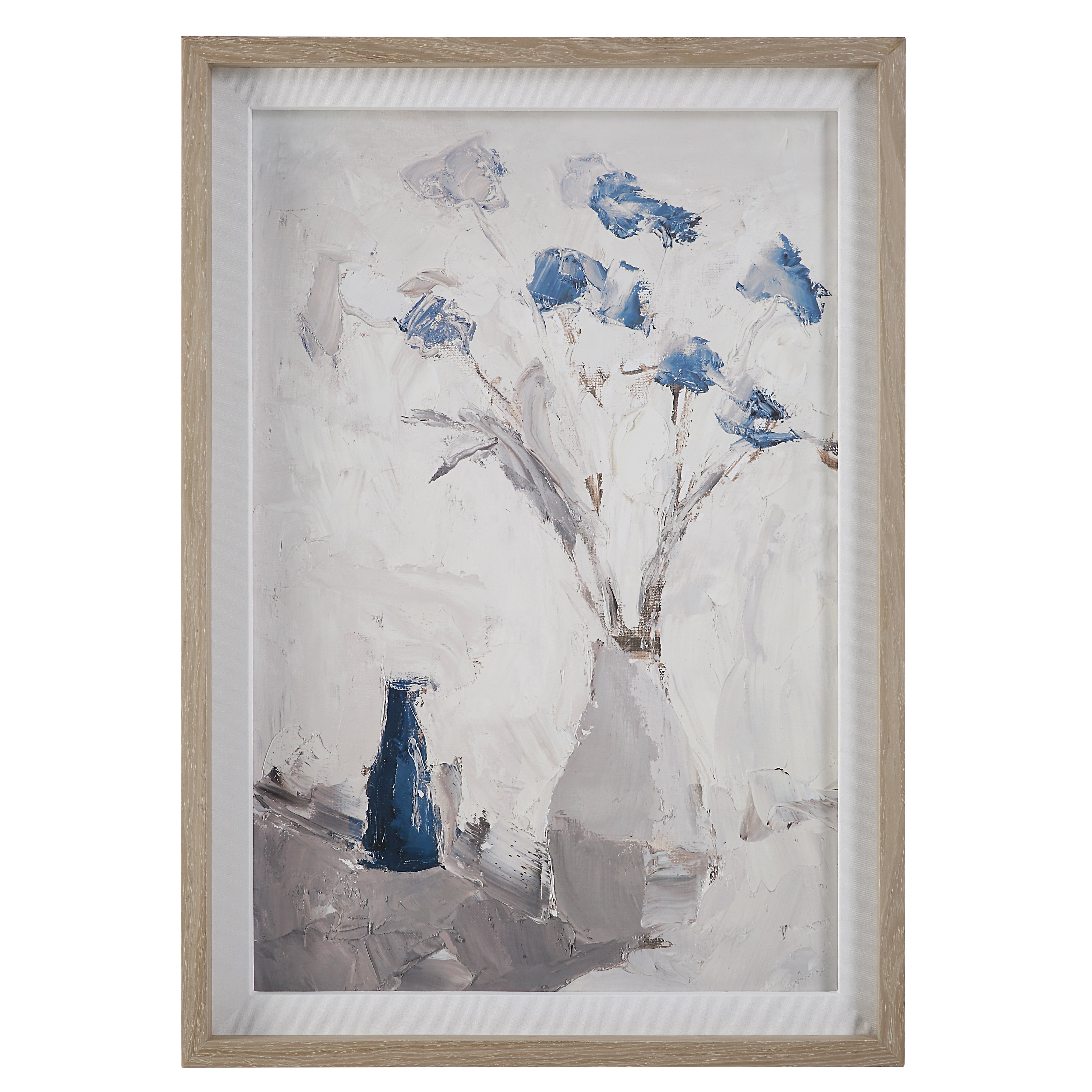 Blue Flowers In Vase Framed Print Uttermost
