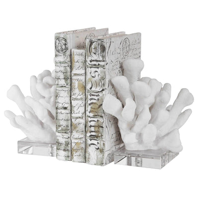 Charbel White Coral Bookends - Uttermost - Bookends by Modest Hut