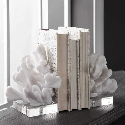 Charbel White Coral Bookends - Uttermost - Bookends by Modest Hut